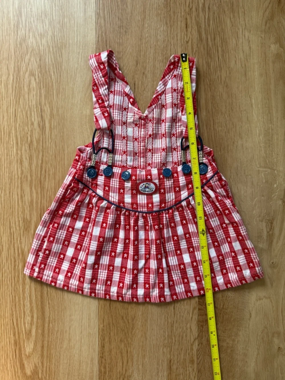 Vintage Baby Oshkosh Americana Plaid Red White Vestbak Skirt Overalls 12 Months